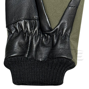 Guantes de Cuero Verde Oliva con Palma Negra, Forro Suave, Puño Acanalado, Largura hasta la Muñeca, para Uso en Exteriores en Invierno, Estilo Sencillo, Guantes de Seguridad para Caza - Product Image 6