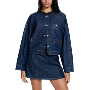 Vestes en jean personnalisées pour femmes, manteaux en jean tendance, vêtements d'extérieur décontractés, boutonnés sur le devant, manches longues, fabrication OEM ODM - Product Image 1