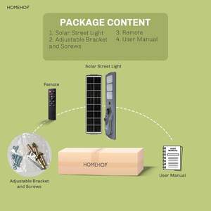 Lampe solaire de rue Homehop, étanche, 600W, avec détecteur de mouvement, 135 LED, télécommande, blanc froid, aluminium - Product Image 6