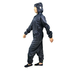 ชุดคลุมป้องกันไฟฟ้าสถิตย์สีน้ำเงินเข้มคุณภาพสูง ซักได้ สำหรับห้องปลอดเชื้อ ใช้ในห้องแล็บ แบบจั๊มสูท ลายตาราง 5 มม. - Product Image 5