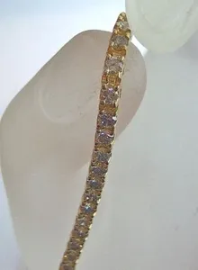 Moissanite Tennis <b>Bracelet</b> 925 <b>Silver</b> Yellow Gold Plated Classic Round Brilliant Cut Luxury Diamond Look for Women - Product Image 5