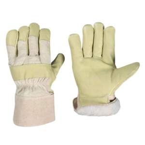Gants de travail en cuir de charpentier canadien résistants au froid, respirants, en cuir de vachette grainé pour la protection des mains et des bras dans l'industrie - Product Image 1