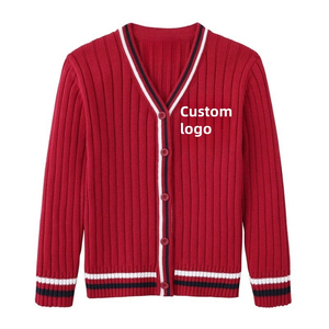 Cárdigan de punto acrílico azul marino para hombre, estilo universitario, con cuello en V, botones, manga larga, liso, antipilling, para invierno, con logo personalizado - Product Image 4
