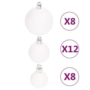 Ensemble de boules de Noël rouges et blanches en plastique avec incrustations décoratives, diverses boules et ornements pour arbre de Noël pour une présentation festive - Product Image 5