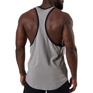 Débardeur en coton gris pour homme, couleur unie, col rond, respirant, tricoté, décontracté, pour l'entraînement - Product Image 2