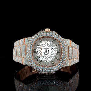 Montre mécanique de luxe en or rose sertie de diamants et de moissanite, mouvement ETA, idéale pour les soirées – Offre spéciale - Product Image 1
