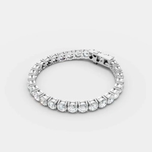 Bracelet tennis classique en moissanite, en argent sterling plaqué rhodium, serti à griffes, bijou raffiné intemporel, pièce maîtresse, coffret sécurisé - Product Image 1