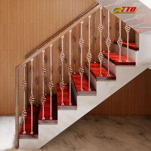 Rampe d'escalier en fer forgé de qualité supérieure avec motif décoratif en volutes pour projets d'escaliers de luxe et villas - Product Image 3