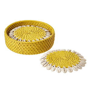 Capiz <b>Coasters</b> <b>Set</b> of 4 Modern Unique Design 10cm Round for Home Decor - Product Image 1