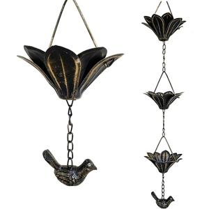 Cadena de Lluvia de Metal con Diseño Vintage, Bañada en Cobre, con Copas de Loto Acanaladas, Decoración para Jardín Exterior, Fuente de Agua a Precio Accesible - Product Image 5