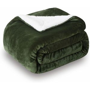 Sherpa Double Sided Super Soft <b>Luxurious</b> Plush <b>Throw</b> <b>Blanket</b> 50x60 Inches Olive Green - Product Image 5