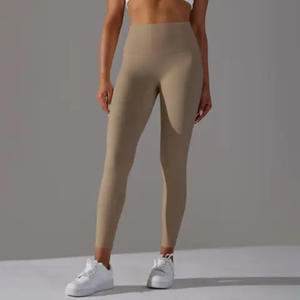 Leggings longs souples taille haute unis ajustés et élastiques pour femmes – Vente en gros personnalisée de leggings pour femmes - Product Image 1