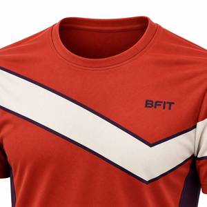 Men's Short Sleeve Sport T-<b>Shirt</b> Red White Purple <b>Geometric</b> Pattern Quick Dry Regular Fit O-Neck Knitted Polyester - Product Image 5