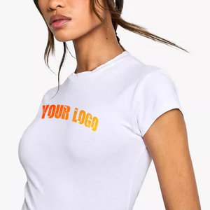 Camisetas de Verano 95% Algodón, Camisetas Cortas de Manga Corta, Camisetas Cortas Blancas para Mujer, Tops Cortos Transpirables, Camisetas Blancas de Estilo Urbano - Product Image 2