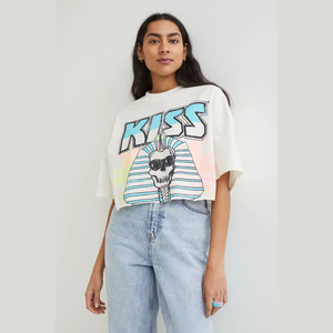 เสื้อยืดคอกลมสีดำล้วนผ้าฝ้ายแบบครอปท็อปสำหรับผู้หญิง รุ่นพื้นฐาน ปี 2026 ผลิตตามสั่ง - Product Image 1