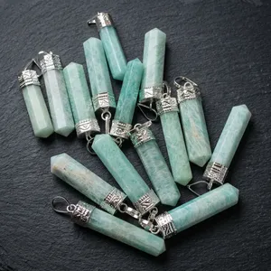 Pendentif en Amazonite Naturelle en forme de crayon, Pierre de Guérison en Cristal, Pendentif Pointe de Pierre, Bijou en Pierre Précieuse Fait Main, Pendentif Énergétique Reiki Chakra - Product Image 1