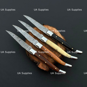 French Laguiole Style Hunting Folding Knife Handmade Damascus Steel Pocket Knife Wood Handle Clip Point Wholesale OEM ODM Knives - Product Image 3