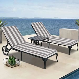 Set di 2 Cuscini per Sdraio da Esterno Grigio/Bianco, Cuscini di Ricambio per Mobili da Giardino, Eleganti Cuscini per Chaise Longue - Product Image 2