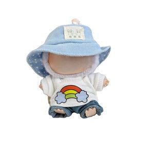 Set de Juguetes DIY para Muñeca de Peluche de 17 cm, Ropa Unisex de Algodón con Camiseta de Manga Corta, Sombrero de <span class=keywords><strong>Pescador</strong></span> y Jeans - Línea de Moda - Product Image 6