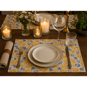 Sets de table imprimés en coton et lin de luxe |   Napperons de table lavables pour la maison et la cuisine - Product Image 4
