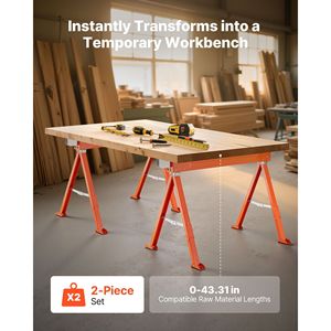 ขาตั้งเลื่อยแบบพกพาโลหะทั้งหมด 2 ชิ้น แบบพับได้ รับน้ำหนักได้ 1323 ปอนด์ ขาแข็งแรงทนทานสำหรับเครื่องเลื่อยไม้ - Product Image 2