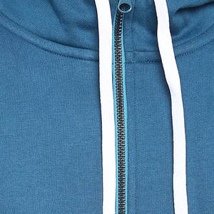 Sweat-shirt de streetwear bleu turquoise premium pour homme |   Veste à fermeture éclair à rayures blanches sur les manches |   Tenue de sport urbaine à capuche pour l'entraînement en salle de sport - Product Image 5