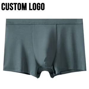 Spandex <b>Polyester</b> Knitted <b>Boxer</b> Shorts Custom Mens Underwear Quick Dry Stretch Fabric with Waist Logo for Gym Sports Daily Wear - Product Image 1