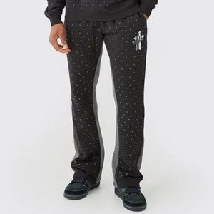 Survêtement à capuche imprimé délavé à l'acide de haute qualité avec fermeture éclair ornée de strass, vêtements d'hiver personnalisés en gros, respirant et coupe-vent - Product Image 5