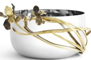 Bol de service en métal martelé de luxe, base en forme de branche dorée, plat à noix, bol décoratif pour fruits, centre de table pour hôtel, mariage, fête - Product Image 3