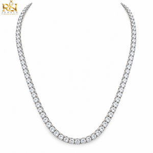 Collier tennis en diamant de laboratoire taille brillant rond, sertissage quatre griffes |   Chaîne Éternité Classique en Or Massif 9K 14K 18K, Bijoux Fins - Product Image 1