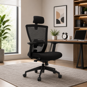 Chaise de bureau ergonomique en maille avec appui-tête et accoudoirs réglables, chaise de bureau pivotante pour la maison et le bureau - Product Image 1