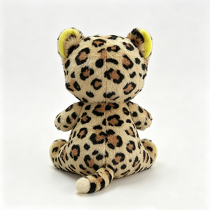 Peluche léopard personnalisée, poils duveteux, oreilles et pattes jaunes, yeux avec bordure dorée scintillante. - Product Image 3