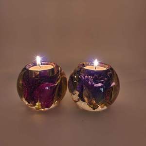 Round <b>Resin</b> Handmade Eco-Friendly Candle Jar with Floral Print <b>UV</b> Coating Home Decoration Christmas Candle Holder Durable Design - Product Image 3