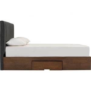 Modern Upholstered Headboard Panel <b>Bed</b> <b>with</b> <b>Storage</b> Drawers Fabric Upholstered <b>Bed</b> Frame Custom Made - Product Image 5