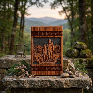 Wooden <b>Memorial</b> Urn Carved Remembrance Keepsake <b>Box</b> Family Tribute Cremation Ashes Holder for Cemetery - Product Image 2