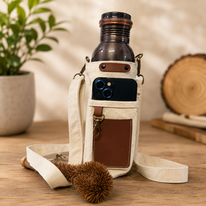 Hammered Copper Water <b>Bottle</b> <b>Brush</b> And Pouch Set Eco-friendly Portable Multi-Use Home Use with Coaster Lids - Product Image 5