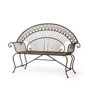 Luxury Classic European Wrought Iron 2-Seater <b>Garden</b> <b>Bench</b> Hand Forged Artistic <b>Metal</b> Seating Powder Coated Outdoor Park <b>Bench</b> - Product Image 1