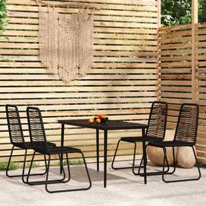 Set da pranzo da giardino in acciaio verniciato a polvere nero, 5 pezzi - Product Image 1