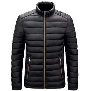 Veste d'hiver matelassée pour homme, col montant, fermeture éclair, couleur unie, style décontracté, respirante, extérieur en polyester, coupe-vent, coupe ajustée - Product Image 4
