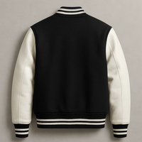 Veste de baseball personnalisée en laine noire et cuir blanc pour homme – Style bomber classique