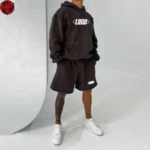 Ensemble sweat à capuche et short unisexe grande taille de haute qualité pour hommes, personnalisable avec logo brodé ou imprimé, vente en gros - Product Image 4