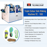 Machine de moulage de semelles de chaussures multicolores Technocrat Mouldings TC-100, fabriquée en Inde pour une utilisation en usine de fabrication
