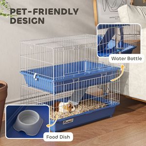 Jaula de 2 niveles para animales pequeños, para cobayas, hurones, chinchillas, con fondo profundo, comedero y bebedero interiores, 2 puertas - Product Image 5