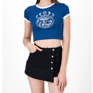Camiseta Corta con Estampado Gráfico para Mujer, Personalizada, de Algodón, Estilo Urbano, Venta al Por Mayor, OEM, ODM, Fábrica de Ropa de Marca Privada - Product Image 1