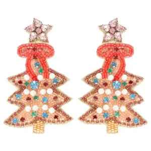 Pendientes de Aro con Cuentas Bordadas a Mano de Santa Claus para Fiestas Navideñas, Eventos y Regalos – Elegantes Accesorios para la Oreja - Product Image 4
