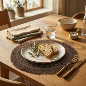 Modern <b>Round</b> Boho Chic Seagrass Jute Fringe <b>Table</b> <b>Mat</b> | Handmade Eco-Friendly Dining Placemat for Home Hotel Use Bulk Exporter - Product Image 3