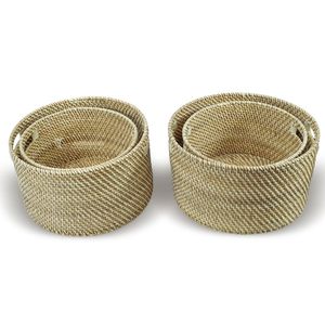 Cesta de Almacenamiento de Ratán Natural, Organizador Tejido con Asas, Cesta Ecológica Apilable para Almacenamiento y Decoración del Hogar y la Oficina - Product Image 2