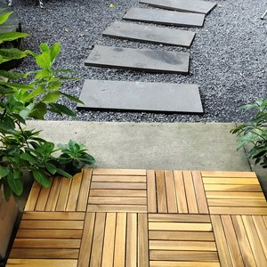 High Quality Modern Waterproof DUAL LOCK <b>Interlocking</b> Square Acacia Wood Deck <b>Tiles</b>/Decking 300x300mm Pool Matt Finish Double - Product Image 1