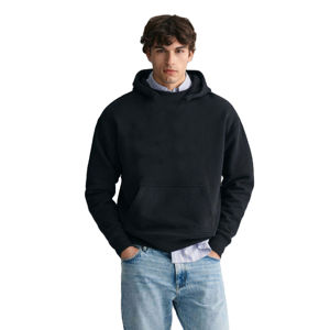 Sweat-shirt à capuche épais pour homme, noir, 100% coton, 500 g/m², sans impression, avec logo imprimé, épaules tombantes, flocage, personnalisable - Product Image 1