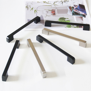 Poignée de meuble moderne carrée en alliage de zinc noir mat nickel satiné pour commode, chambre, salle de bain, cuisine, salon - Product Image 1